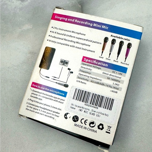 2 Pack Mini Phone Microphone for Recording, Singing, Karaoke Stereo Studio Mic - Picture 3 of 10